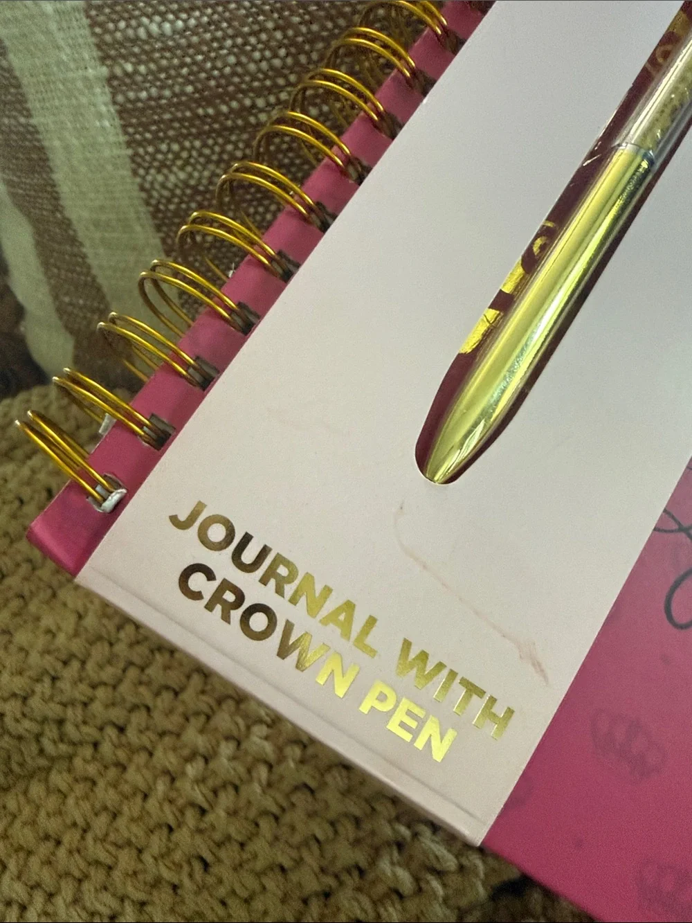 Juicy Couture Pink/Gold Signature Journal with Crown 👑 Gold Pen - New!
